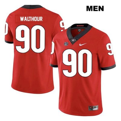 Men's Georgia Bulldogs NCAA #90 Tramel Walthour Nike Stitched Red Legend Authentic College Football Jersey YZX6554CF